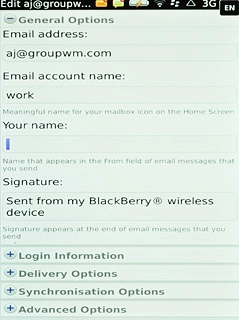 Press the field below Your name and key in the required sender name.