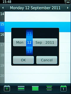 Slide date, month and year up or down to set the date.
