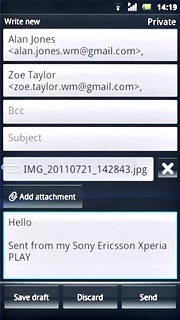 Press Send when you've finished your email message.