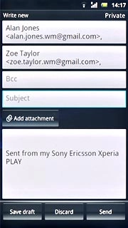 Press Subject and key in a subject for the email message.