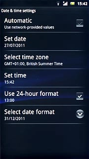 Press Automatic to turn automatic date and time update on or off.