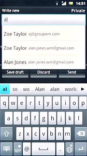 Key in the first letters of the required contact.Matching contacts are displayed.Press the required contact.