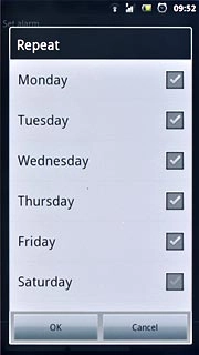 When a day is ticked (V), it's selected.