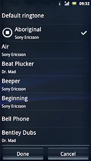Press the required ringtone to listen to it.