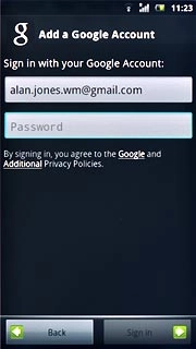 Press Password and key in the password for your Google account.