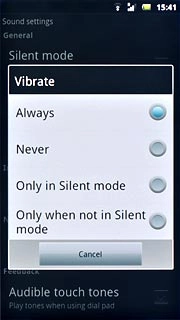 To turn on vibration:Press Always, Only in Silent mode or Only when not in Silent mode.
