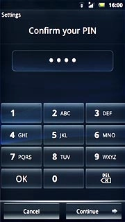 If the phone lock code is a PIN:Key in the current phone lock code and press Continue.