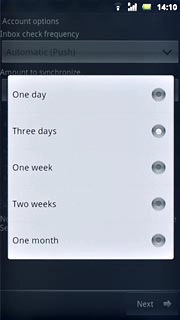 Press the required setting.