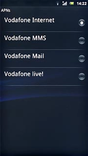 Press the field next to Vodafone Internet to activate the data connection.