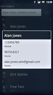 Press the required phone number or the required email address.