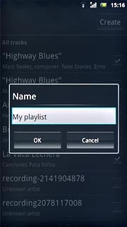 Press the text input field and key in a name for the playlist.