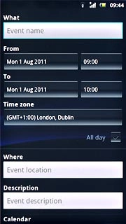 Press Event name and key in a name for the appointment.Follow the instructions on the display to key in more information, such as time, location, reminder and recurrence.