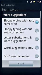 Press the required setting.