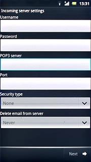 Press the field below POP3 server and key in the name or IP address of your email provider's incoming server.