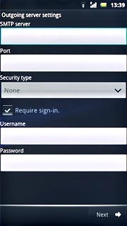 Press the field below SMTP server and key in the name or IP address of your email provider's outgoing server.Please note that if you can't send email messages when using your email provider's outgoing server, key in smtp.vodafone.net.au (Vodafone's outgoing server).