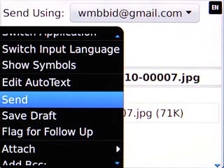 Scroll to Send and press the Navigation key.