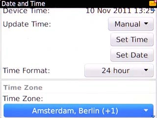 Scroll to Time Zone and press the Navigation key.