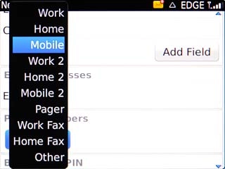 Highlight the required number type and press the Navigation key.