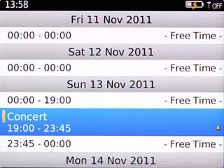 Highlight the required appointment and press the Navigation key to view the appointment details.