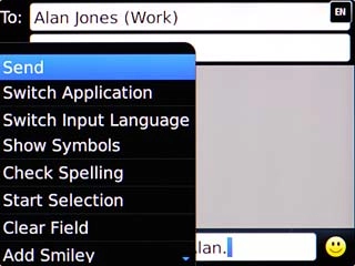 Scroll to Send and press the Navigation key.