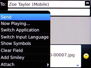 Scroll to Send and press the Navigation key.