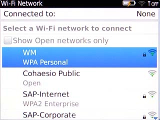 Highlight the required Wi-Fi network and press the Navigation key.If required, key in the password for the network.