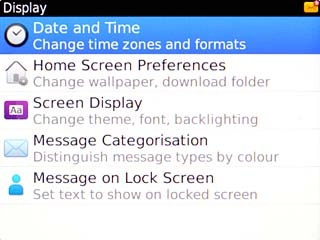 Scroll to Date and Time and press the Navigation key.