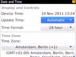 Scroll to Update Time and press the Navigation key.