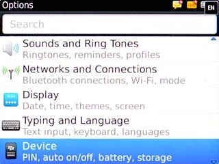Scroll to Device and press the Navigation key.