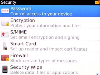 Scroll to Password and press the Navigation key.