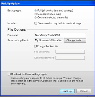 Select Back up to back up the phone memory.