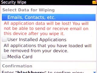 Highlight Emails, Contacts, etc., User Installed Applications or Media Card and press the Navigation key.