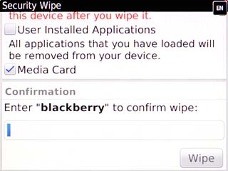 Highlight the field at the bottom of the display and key in blackberry