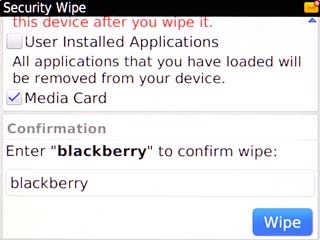 Scroll to Wipe and press the Navigation key to restore the factory default settings.Follow the instructions on the display to set up your phone and prepare it for use.