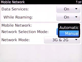 Scroll to Manual and press the Navigation key.Your phone will search for networks within range and a list of available networks will show on your display.