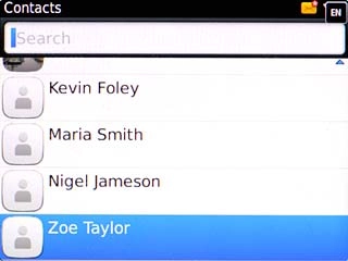 Scroll to the required contact and press the Navigation key.