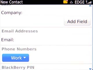 Highlight the drop down list below Phone Numbers and press the Navigation key.