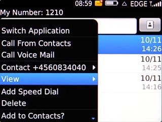 Scroll to View and press the Navigation key.