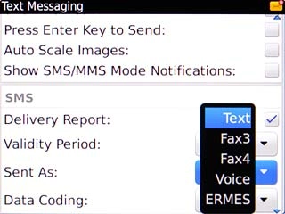 Scroll to Text and press the Navigation key.