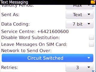 Press Network to Send Over and press the Navigation key.