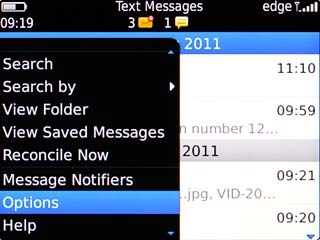 Scroll to Options and press the Navigation key.
