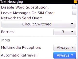 Scroll to Automatic Retrieval and press the Navigation key.