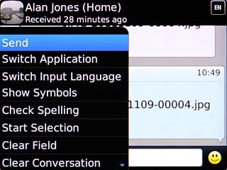 Scroll to Send and press the Navigation key.