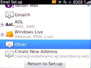 Scroll to Other and press the Navigation key.