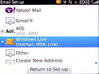 If you select Windows Live or AOL: