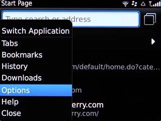 Scroll to Options and press the Navigation key.