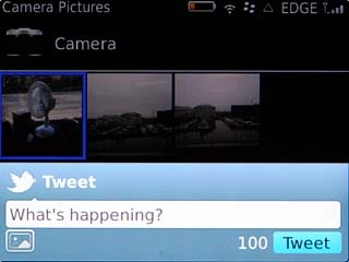 Key in text for the picture.Scroll to Tweet and press the Navigation key.