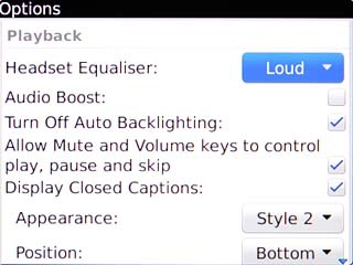Scroll to Headset Equaliser and press the Navigation key.