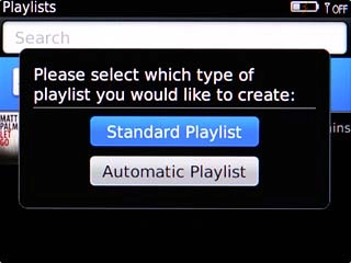 Highlight Standard Playlist or Automatic Playlist and press the Navigation key.