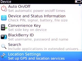Scroll to Location Settings and press the Navigation key.